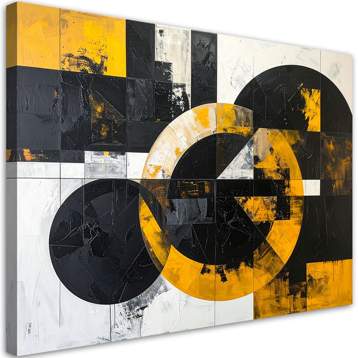 Obraz do salonu biura, Abstrakcja tekstura koła kształty czarno żólty
