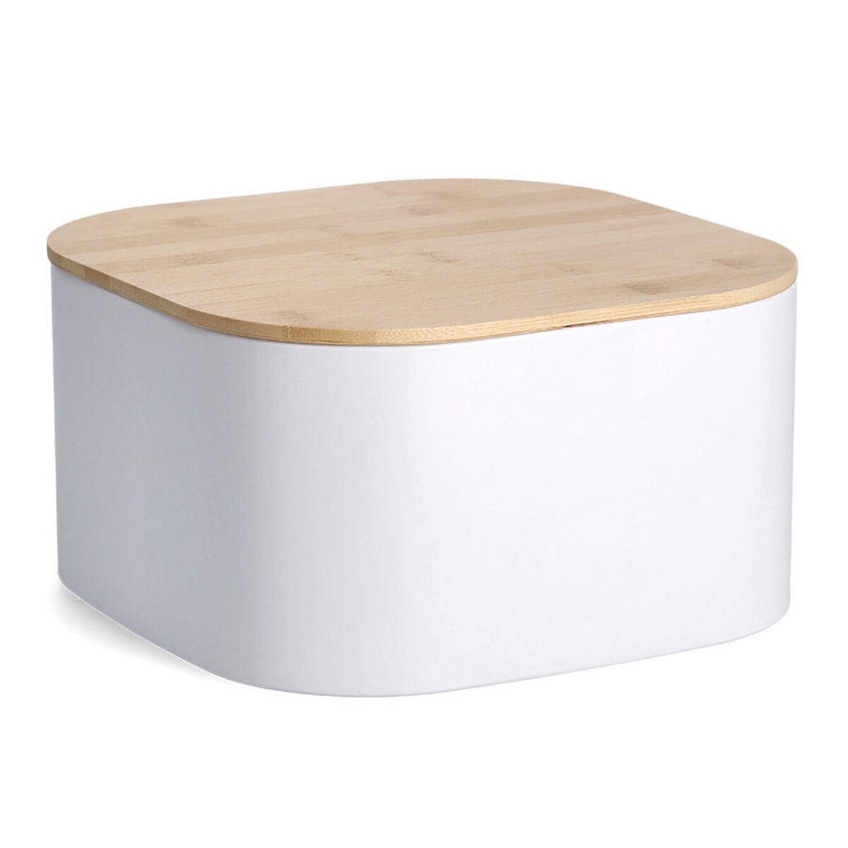 Chlebak metalowy z bambusową pokrywką, 26,5 cm