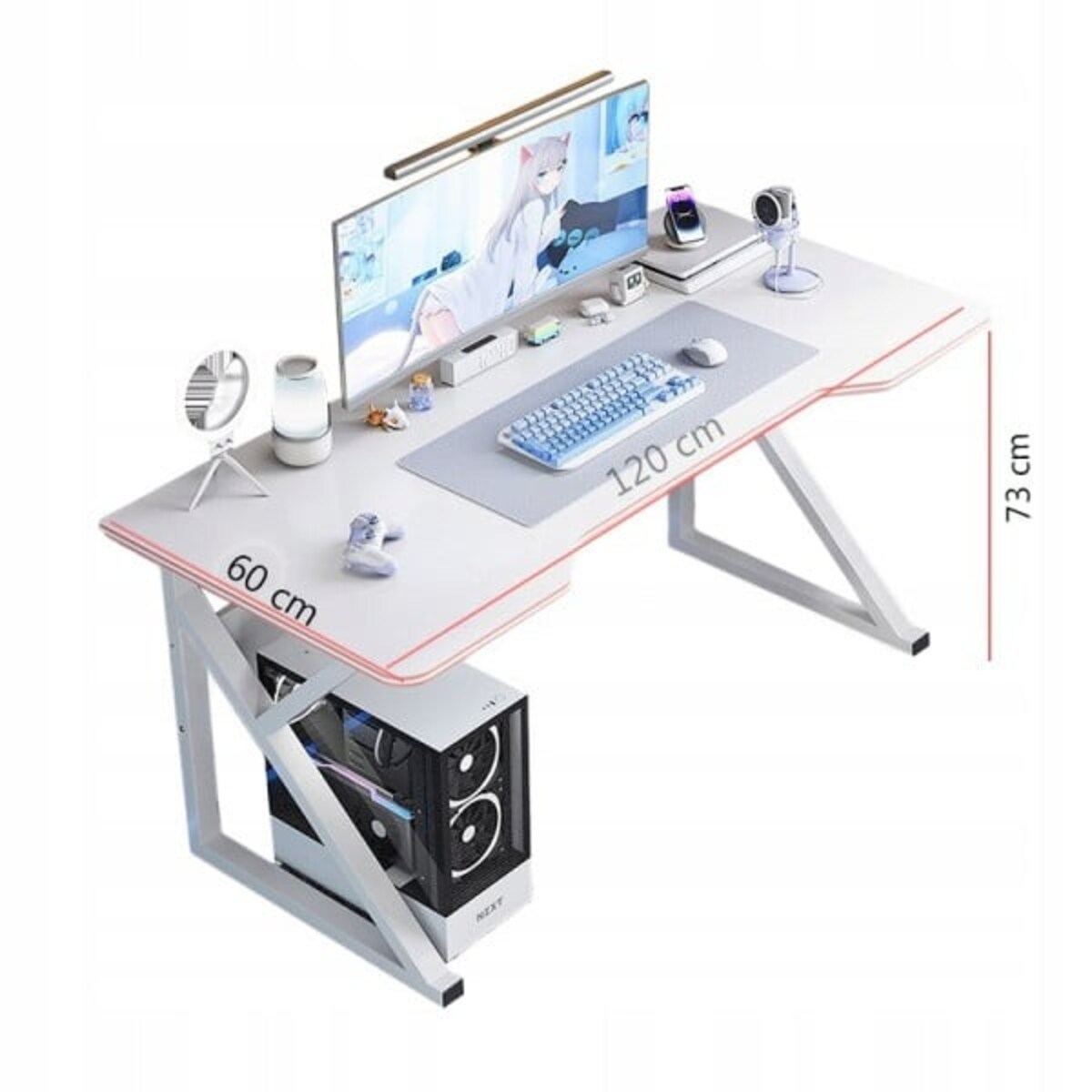 Biurko gamingowe stół dla gracza komputerowe białe nowoczesne loft 120 cm
