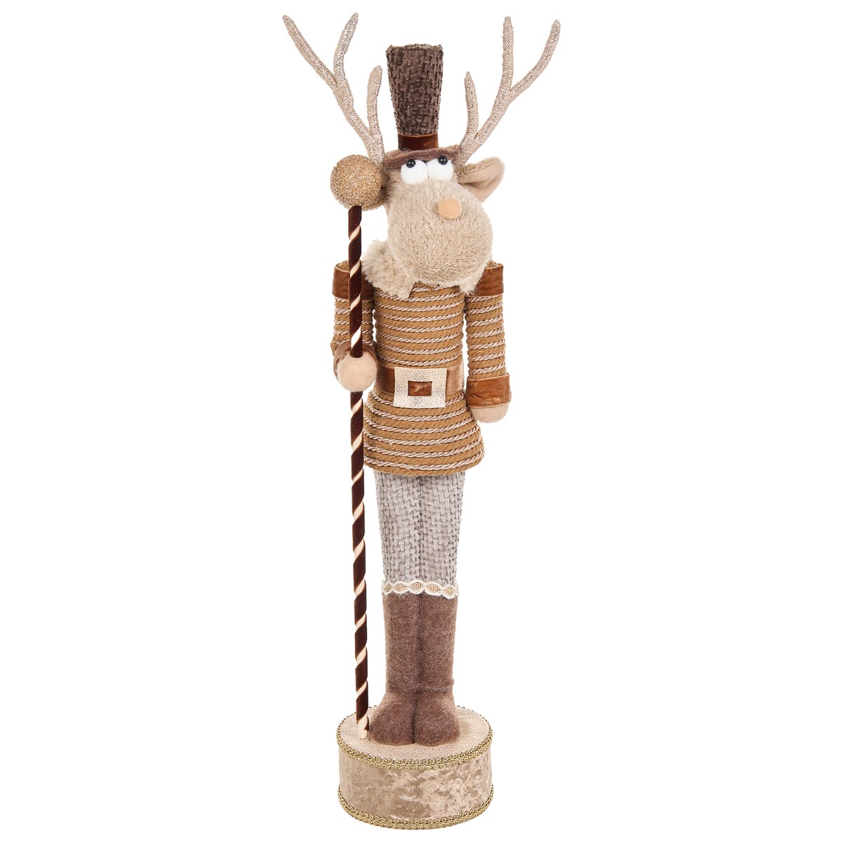 Zestaw 2 figurek dekoracyjnych HAMARI 66/68 cm Niedźwiedź Renifer Beżowy