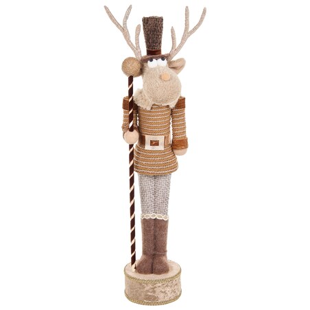 Zestaw 2 figurek dekoracyjnych HAMARI 66/68 cm Niedźwiedź Renifer Beżowy