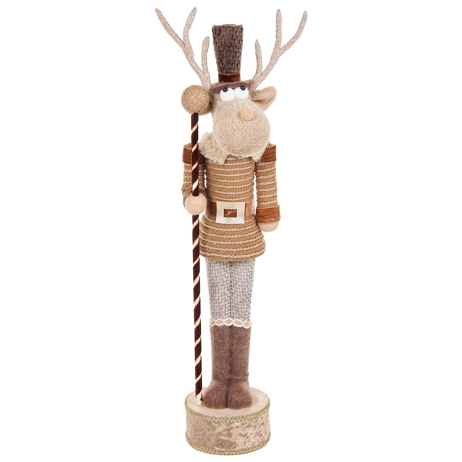 Zestaw 2 figurek dekoracyjnych HAMARI 66/68 cm Niedźwiedź Renifer Beżowy