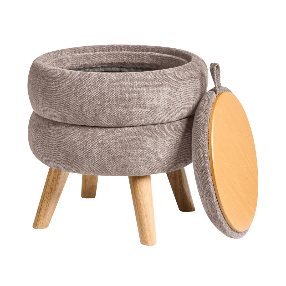 Puf ze schowkiem HAWLEY Szenil Beżowoszary 40 cm