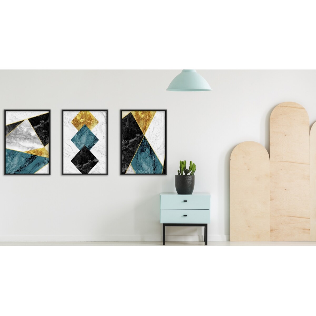 Zestaw 3x Plakat W Ramie Abstrakcyjny MARMUR Wzory Geometryczne 30x40cm