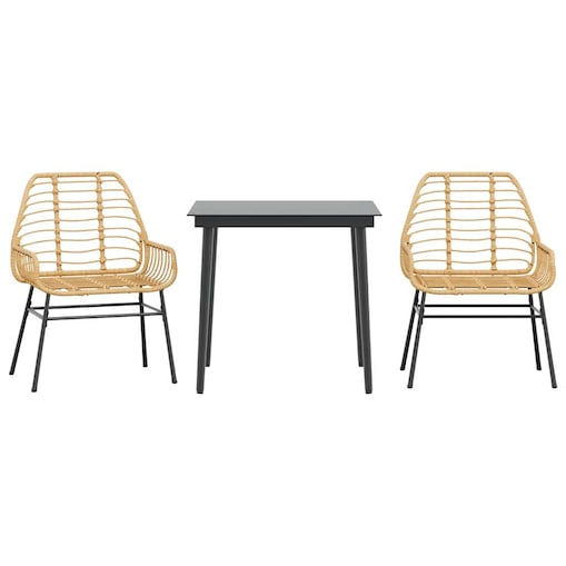 vidaXL 3-częściowy zestaw obiadowy do ogrodu, brązowy polirattan szkło