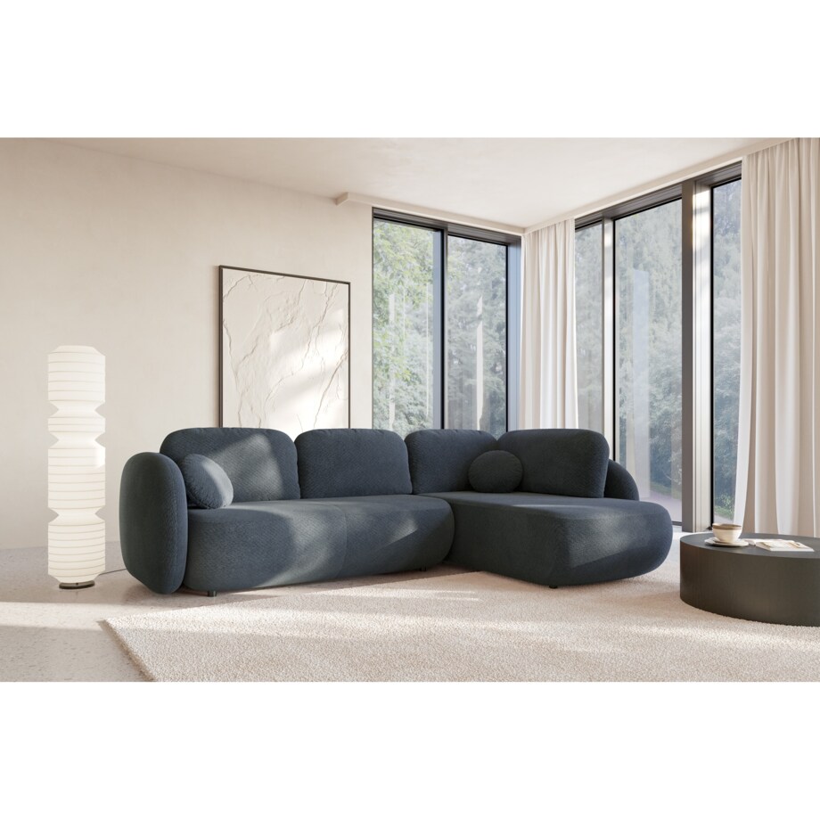 Nowoczesny Narożnik rozkładany OLIVIO II, prawy, granatowy