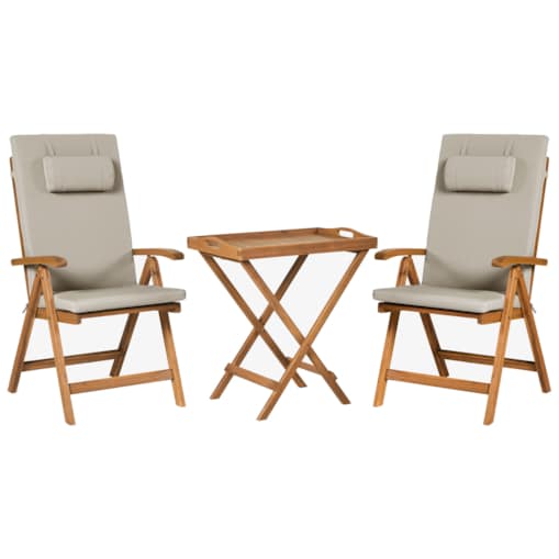 Zestaw mebli balkonowych JAVA PREMIUIM Drewno akacjowe Beżowoszary