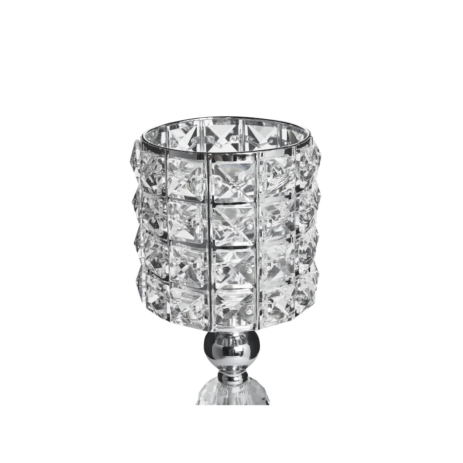 Świecznik szklany 33 cm srebrny AVORD