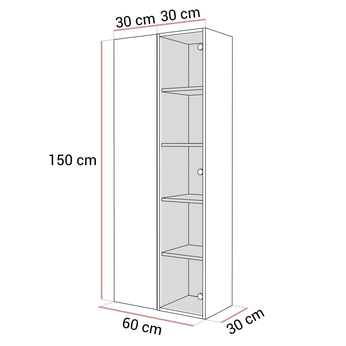 Podwieszana witryna CARMEN z oświetleniem LED, kaszmir