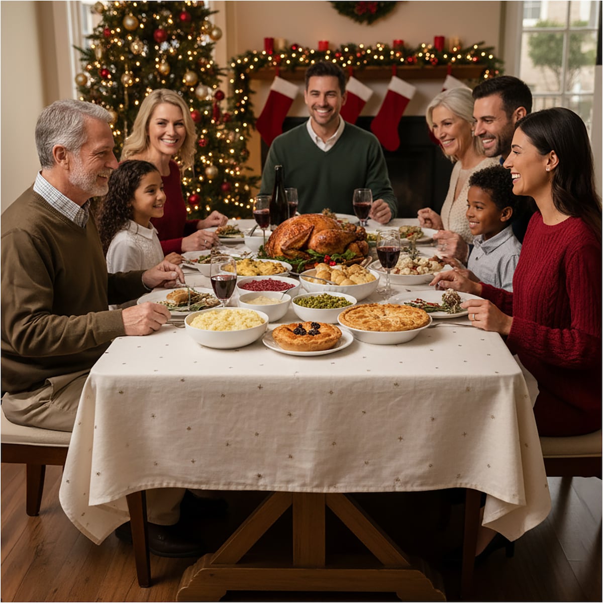 Obrus Świąteczny Na Stół Plamoodporny Dekoracyjny Na Boże Narodzenie 140X240 Złoty