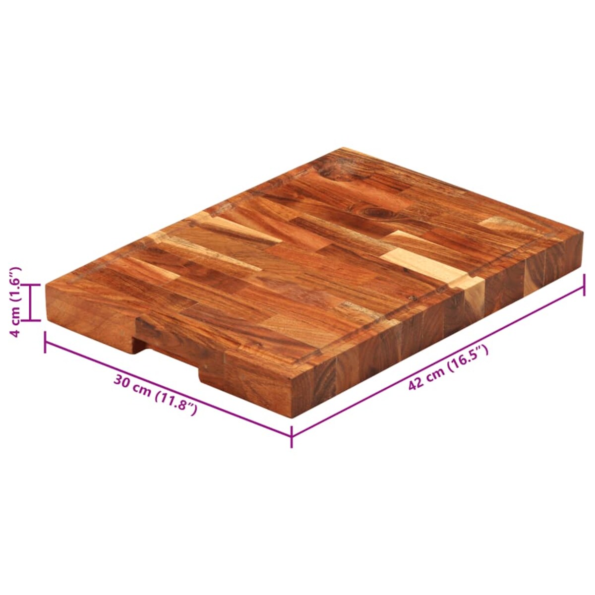 vidaXL Deska do krojenia, 42x30x4 cm, lite drewno akacjowe