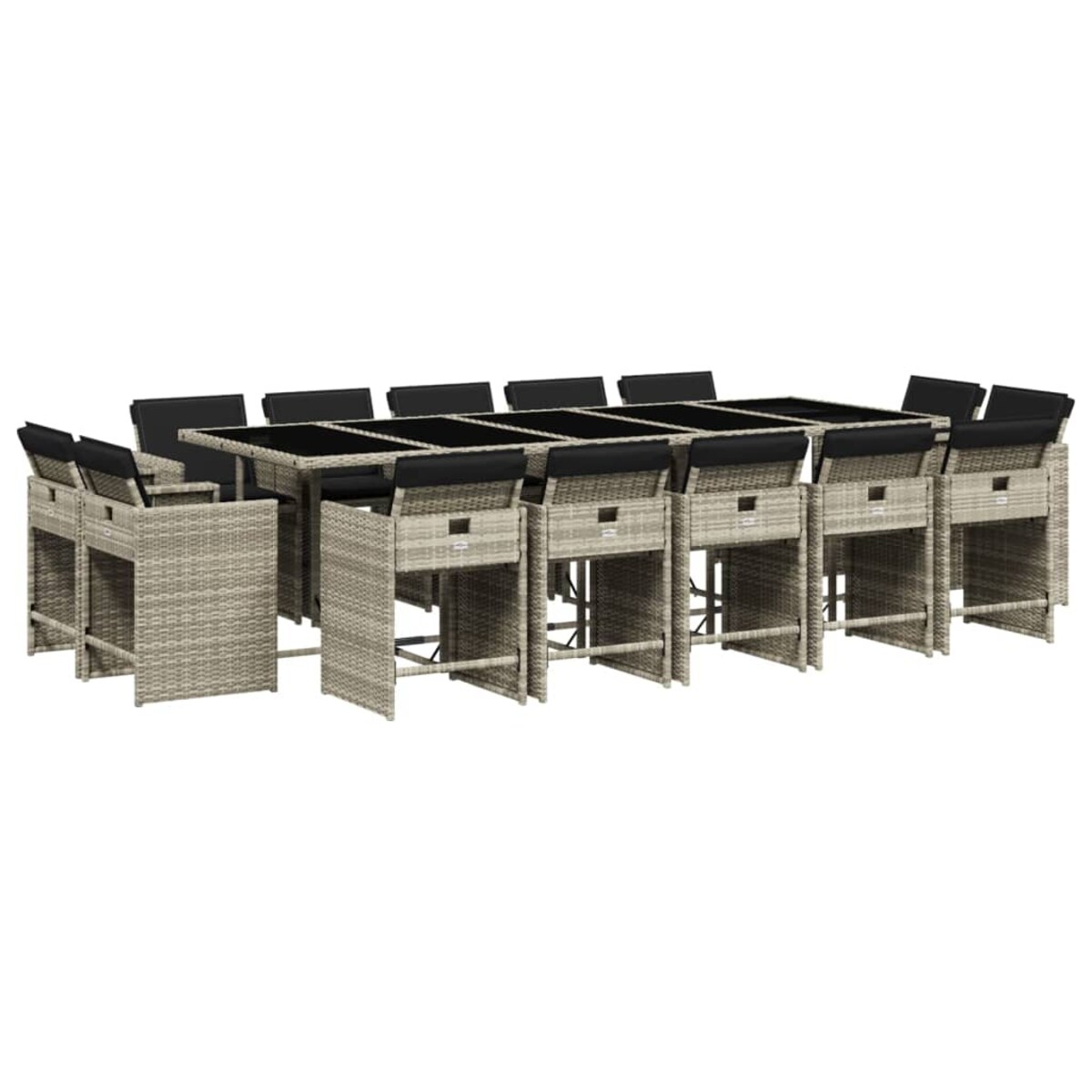 vidaXL 15-cz. zestaw mebli ogrodowych z poduszkami, jasnoszary