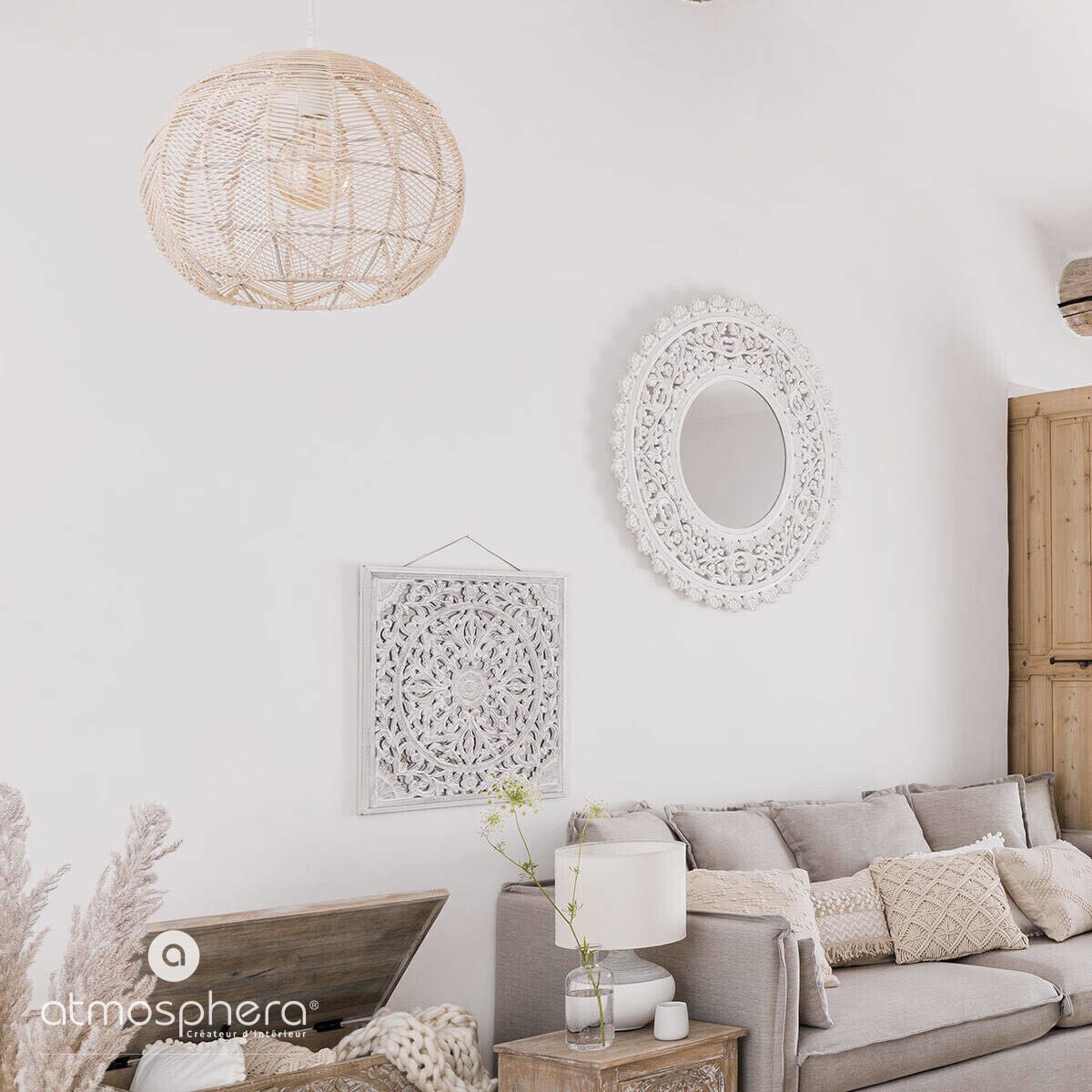 Lampa rattanowa nad stół KITA, Ø 38 cm