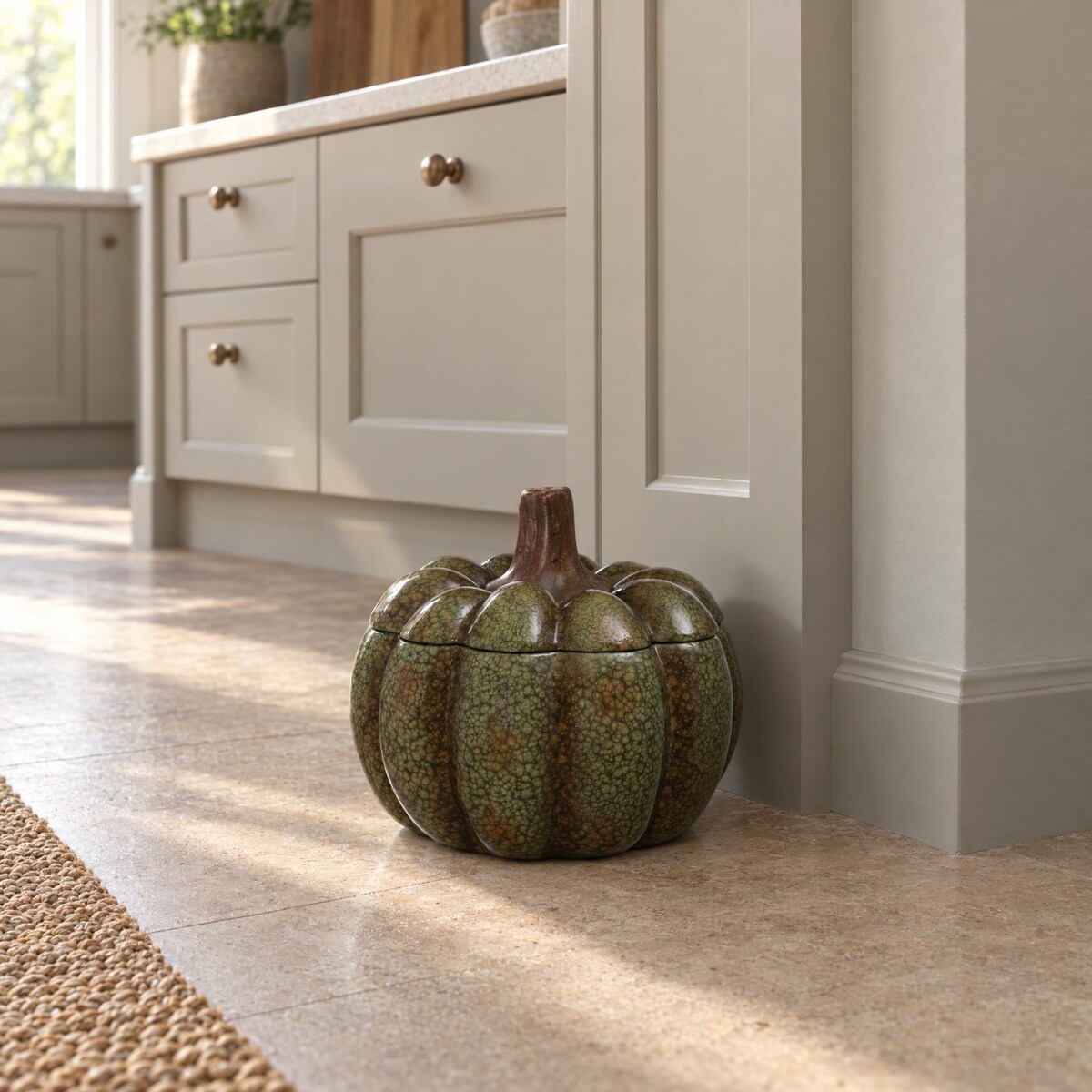 Pojemnik ceramiczny z pokrywką w kształcie dyni, Ø 18 x 17,5 cm