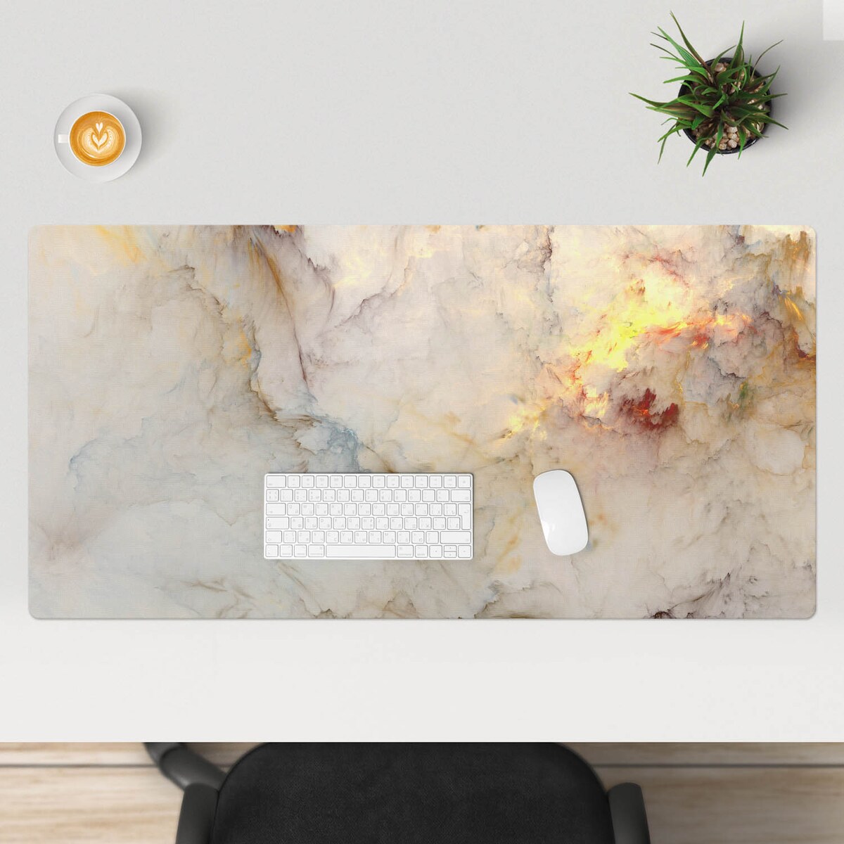 Kremowa mata na biurko Abstrakcyjna chmura, 120x60 cm