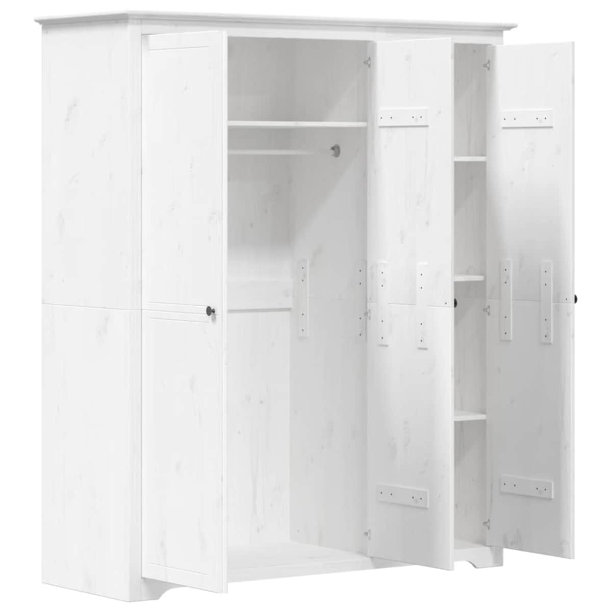 vidaXL Szafa BODO, biała, 146x53,5x173 cm, lite drewno sosnowe