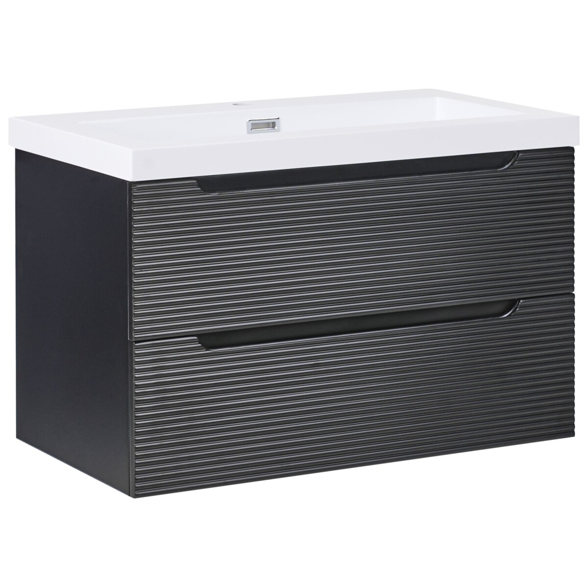 Szafka łazienkowa wisząca z umywalką MAKANA 80 cm Czarny