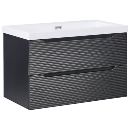 Szafka łazienkowa wisząca z umywalką MAKANA 80 cm Czarny