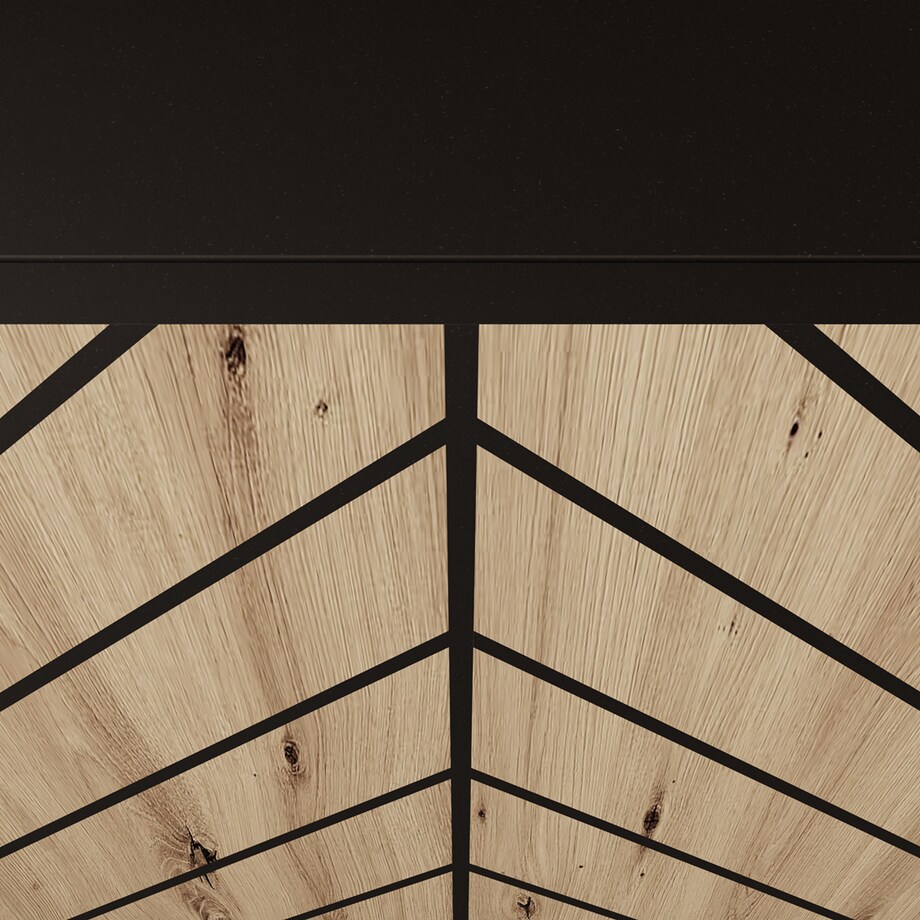 Szafka RTV IGO 200 cm na metalowych nogach, jodełka- artisan+czarny