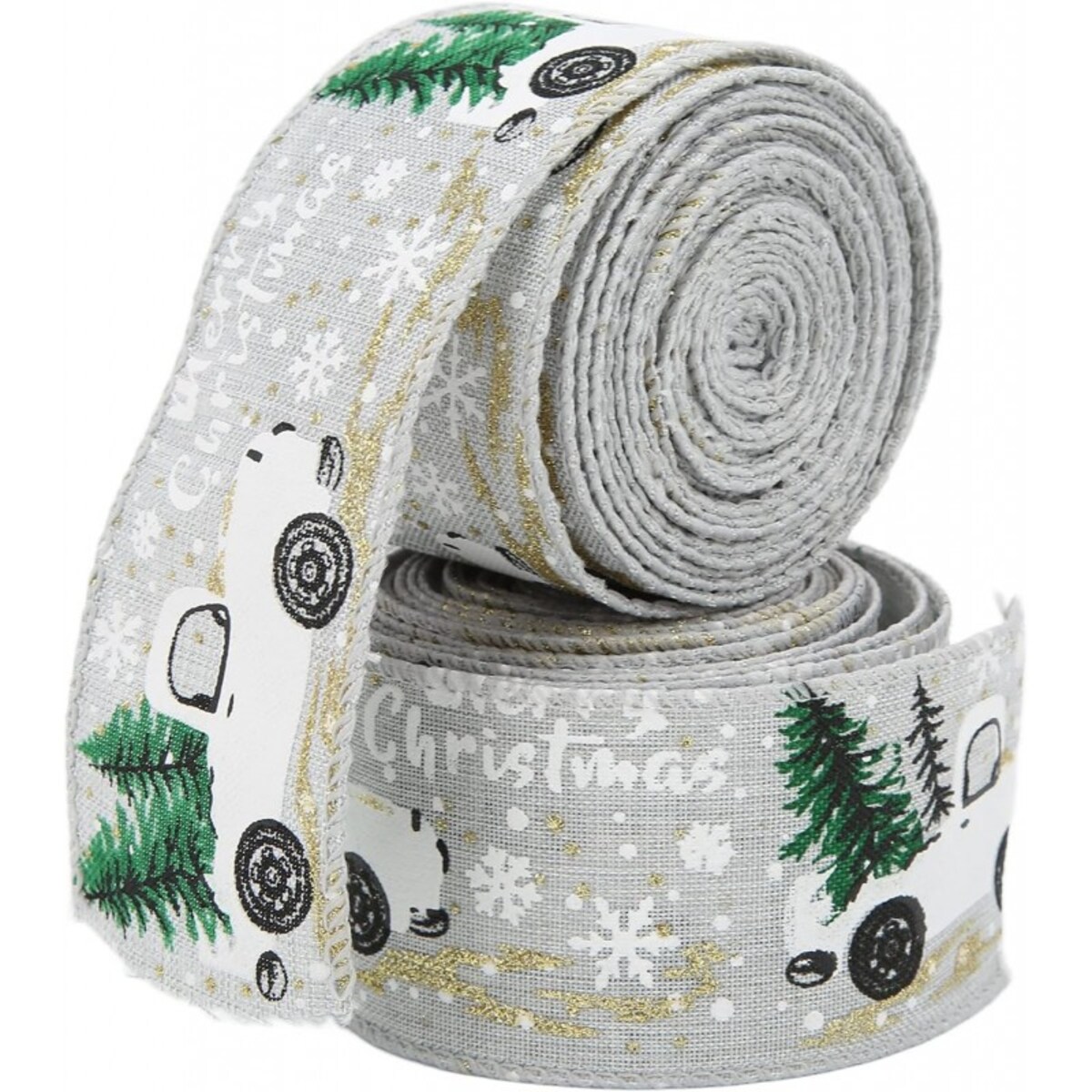 Taśma świąteczna na kokardę, wstążka na prezent Bożonarodzeniowa 5cm x 2m KSN131