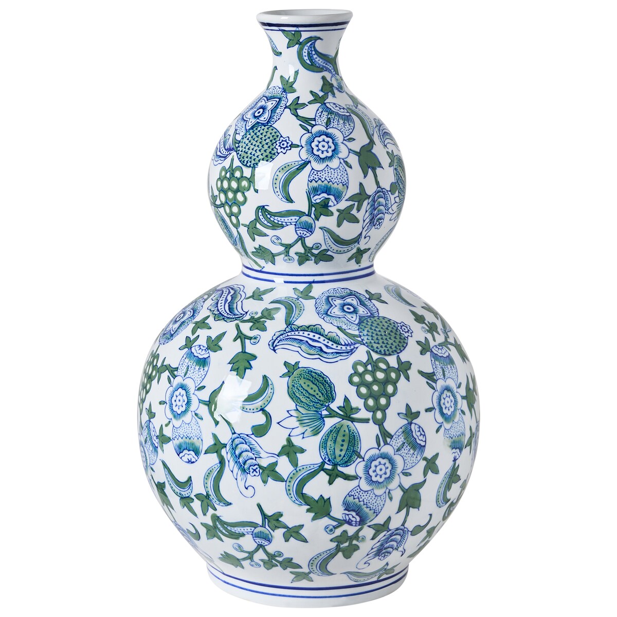 Wazon na kwiaty MOSTOLES Porcelana 45 cm Biały/ niebieski