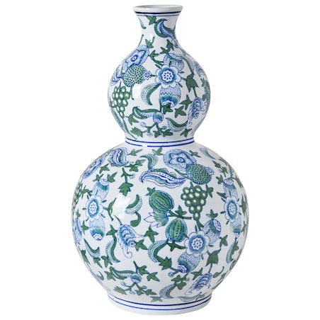 Wazon na kwiaty MOSTOLES Porcelana 45 cm Biały/ niebieski