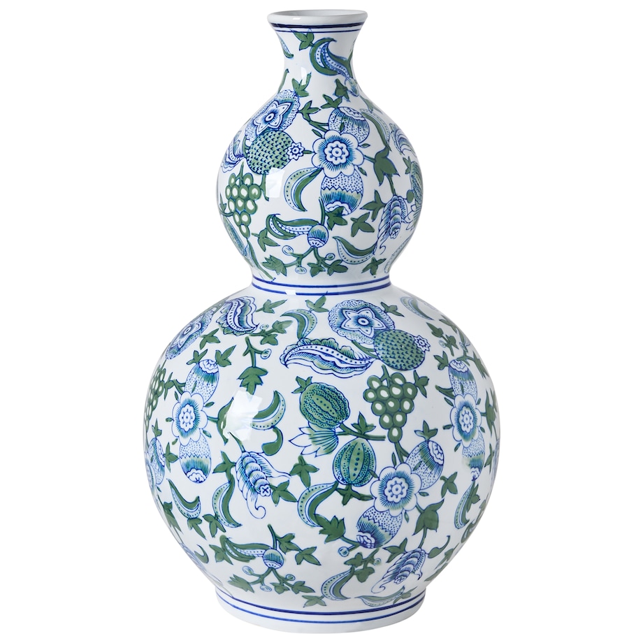 Wazon na kwiaty MOSTOLES Porcelana 45 cm Biały/ niebieski