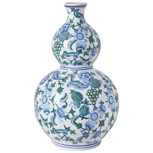 Wazon na kwiaty MOSTOLES Porcelana 45 cm Biały/ niebieski