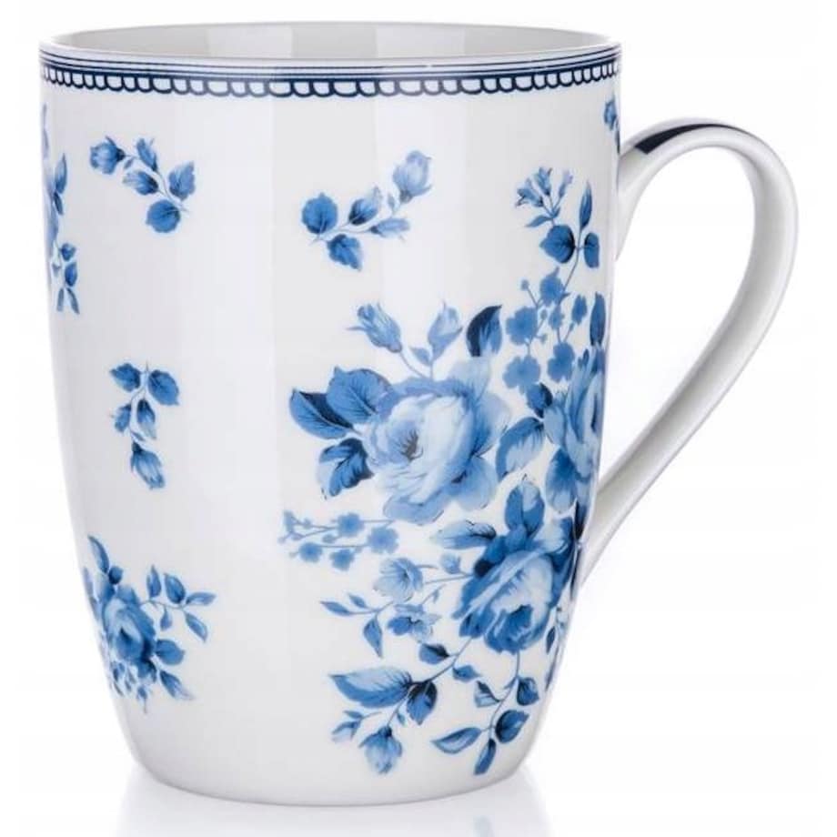 KUBEK W NIEBIESKIE KWIATY 6x380 ml na kawę herbatę prezent święta bliskich