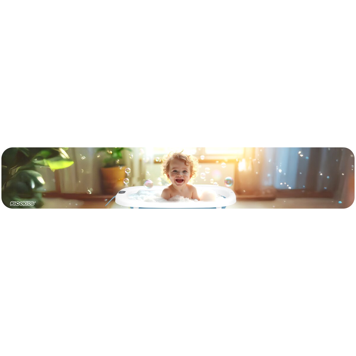 Wanienka składana dla dziecka niemowląt Ricokids silikonowa termometr LCD biało-różowa