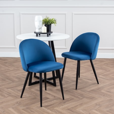 Krzesło tapicerowane do salonu jadalni welurowe granatowe loft