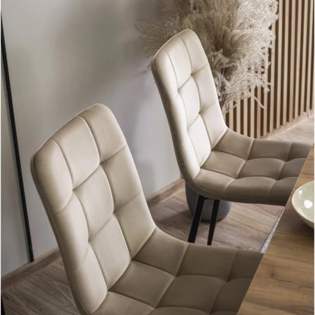 Krzesło Tapicerowane Kuchenne Welurowe Do Jadalni Kuchni Loft PERU Beż