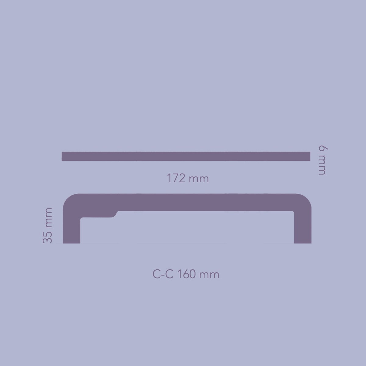 ISA WAVE 160 (M) uchwyt podłużny mosiężny szczotkowany nielakierowany