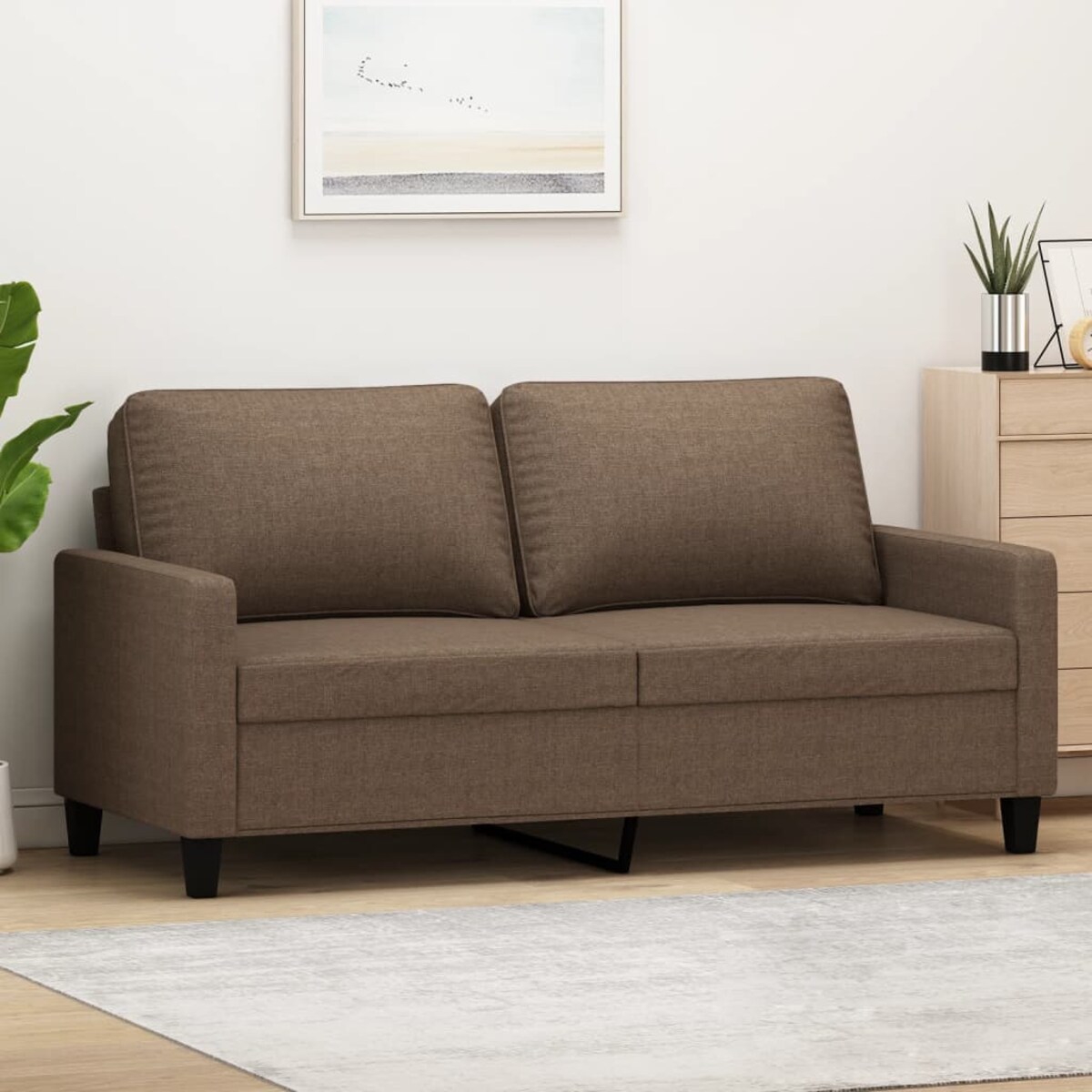vidaXL Sofa 2-osobowa, brązowa, 140 cm, tapicerowana tkaniną