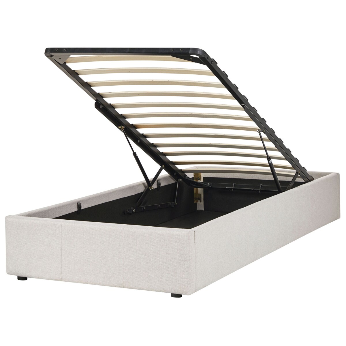 Łóżko z pojemnikiem tapicerowane 90 x 200 cm jasnobeżowe DINAN