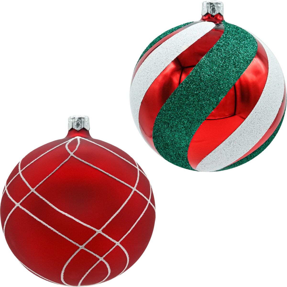 Bombki okrągłe: czerwona laska cukrowa