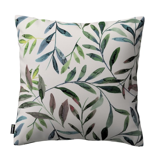 Poszewka Kinga na poduszkę 60x60 zielone gałązki na białym tle
