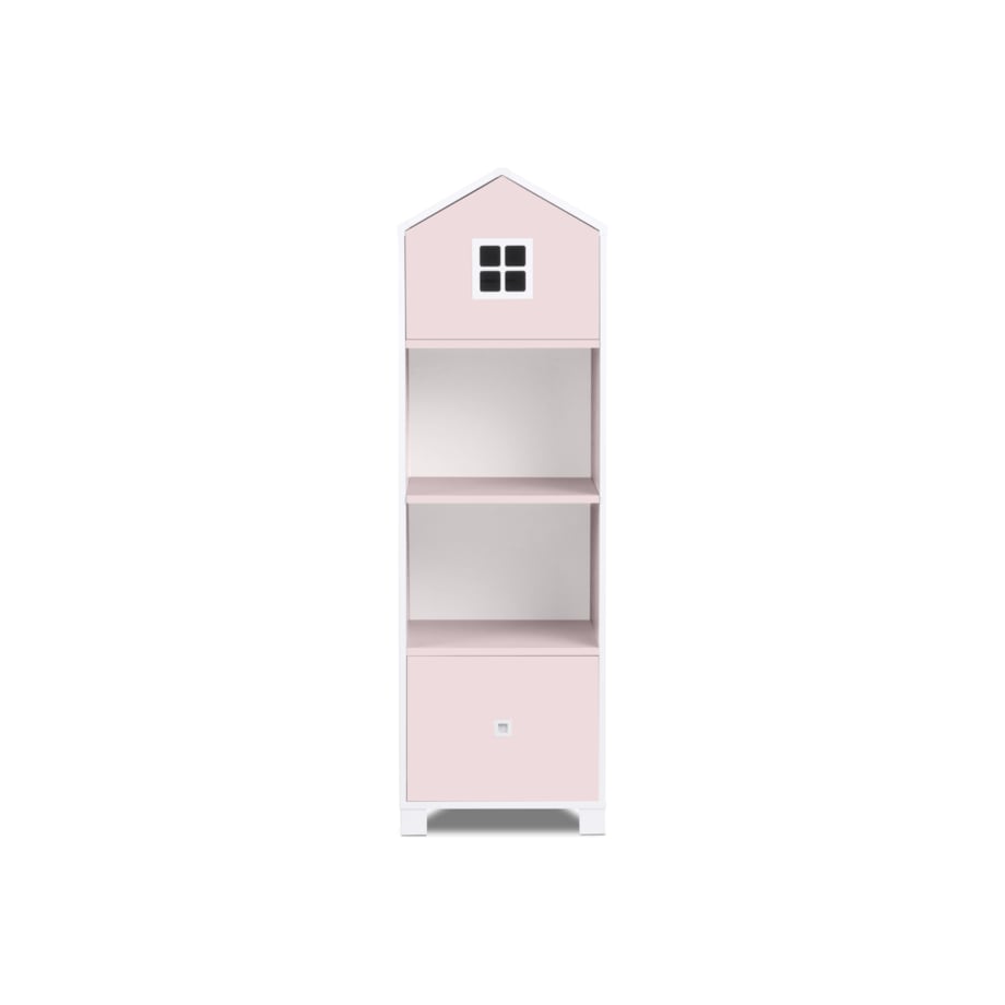 KONSIMO MIRUM Różowy regał z szufladą w kształcie domku dla dziewczynki