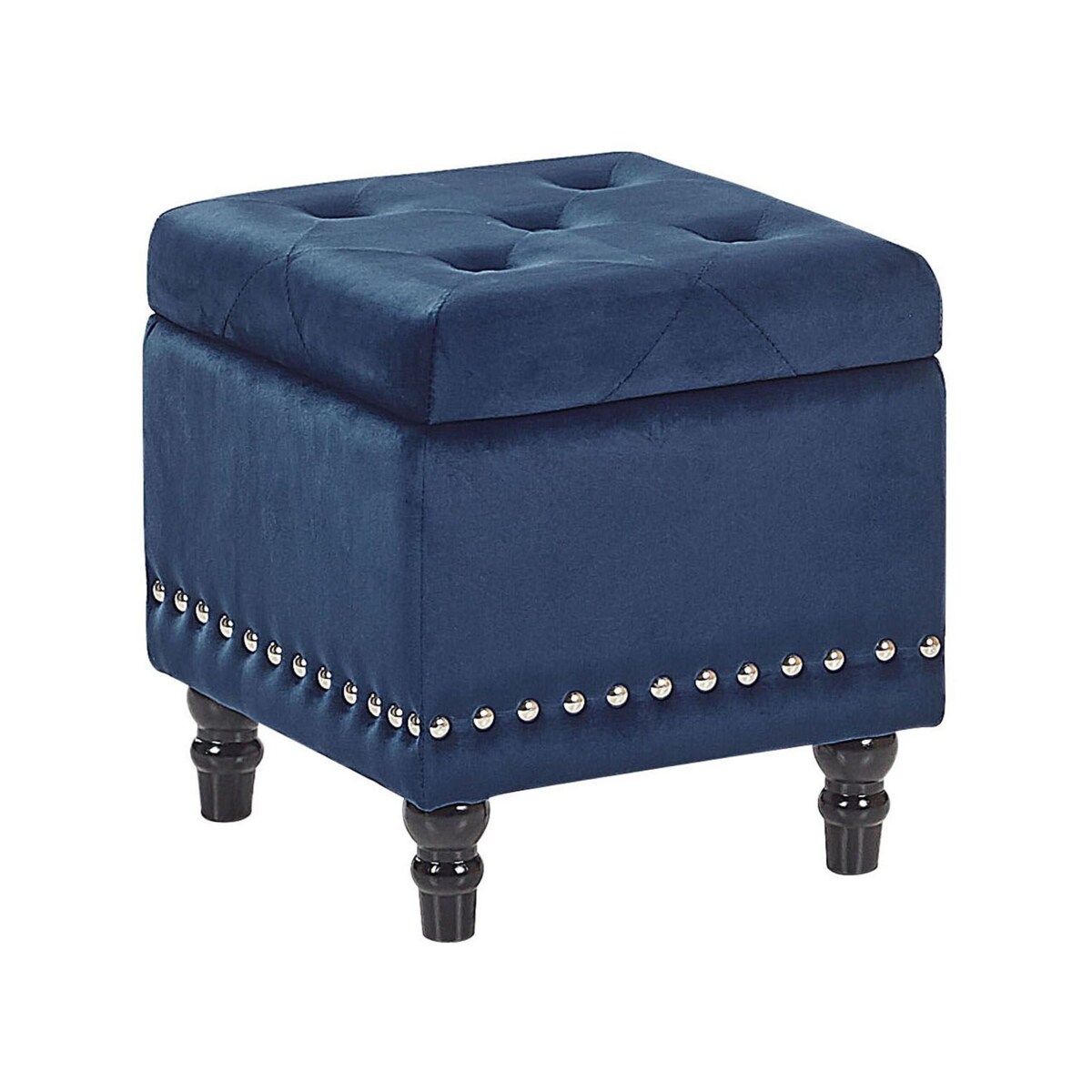 Puf ze schowkiem welurowy ciemnoniebieski LORETTO