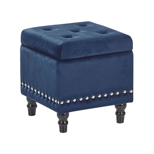 Puf ze schowkiem welurowy ciemnoniebieski LORETTO