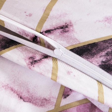 Pościel satyna bawełniana 180x200 Satynlove czarno różowy geometryczny marmur