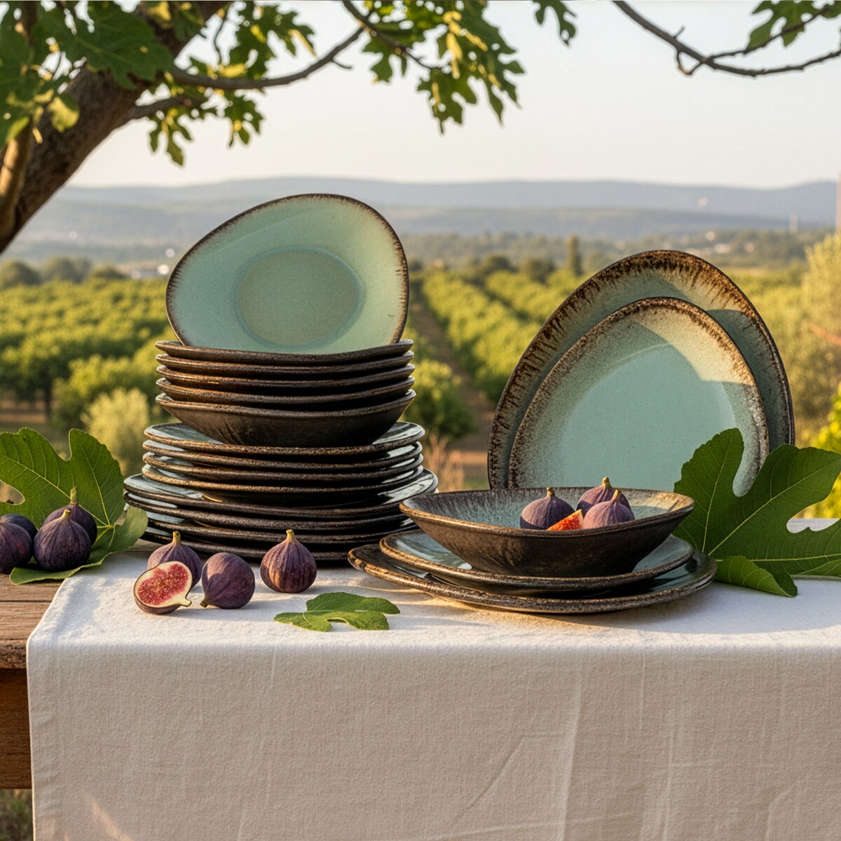 Konsimo PRIMA Zestaw obiadowy 6os. (18 el.), szałwiowy