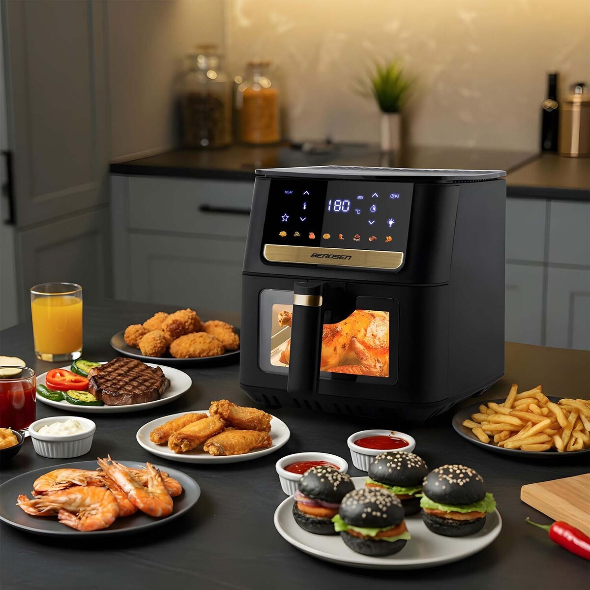 Frytkownica beztłuszczowa Berdsen BD-655 6,5L Air Fryer 1700W + papier do pieczenia