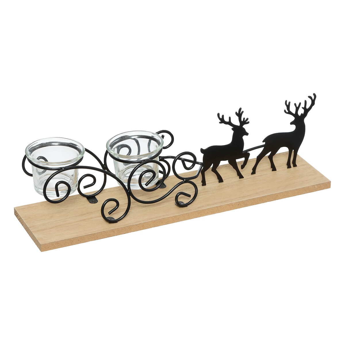Metalowy świecznik na tealight, renifery, 45 cm