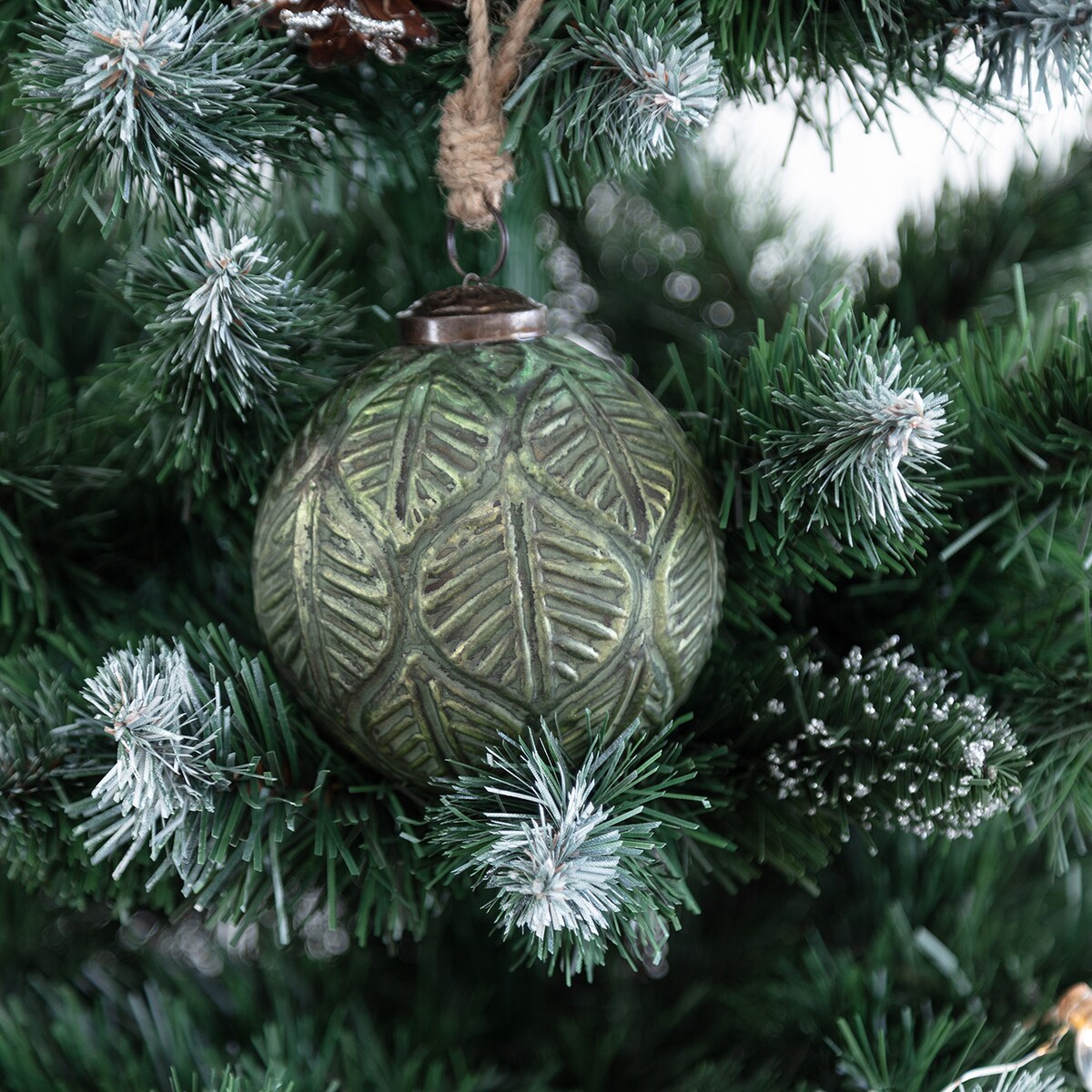 Dekoracja wisząca Green Bauble ⌀10cm boże narodzenie, święta, świąteczne, zielony-brązowy, 10 x 10 x 10 cm