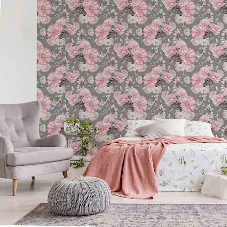 Tapeta pastelowe kwiaty róże liście natura