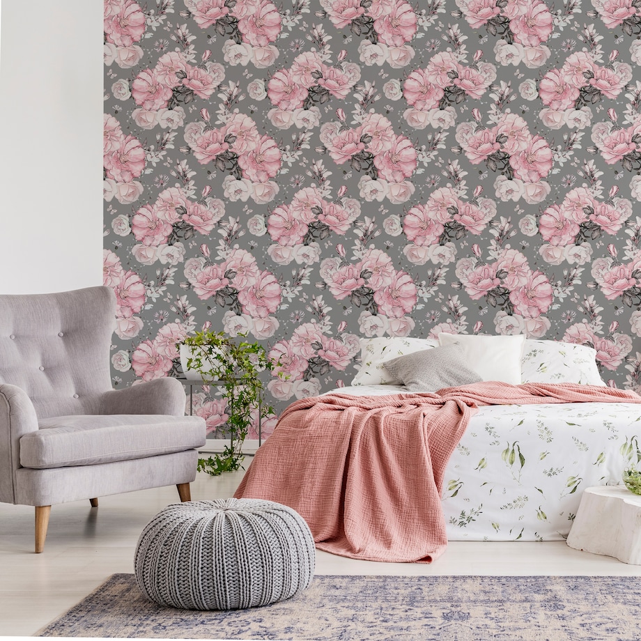 Tapeta pastelowe kwiaty róże liście natura