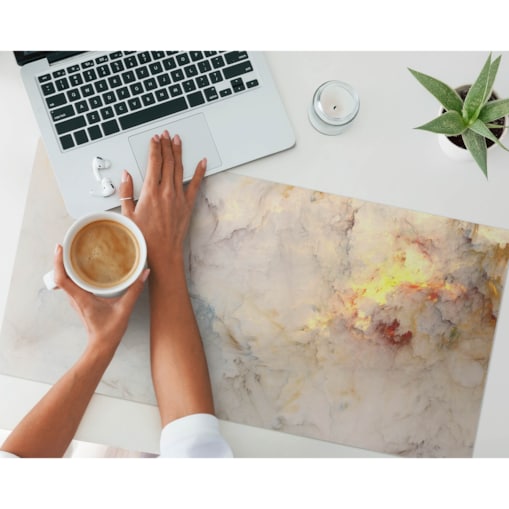 Kremowa mata na biurko Abstrakcyjna chmura, 90x45 cm