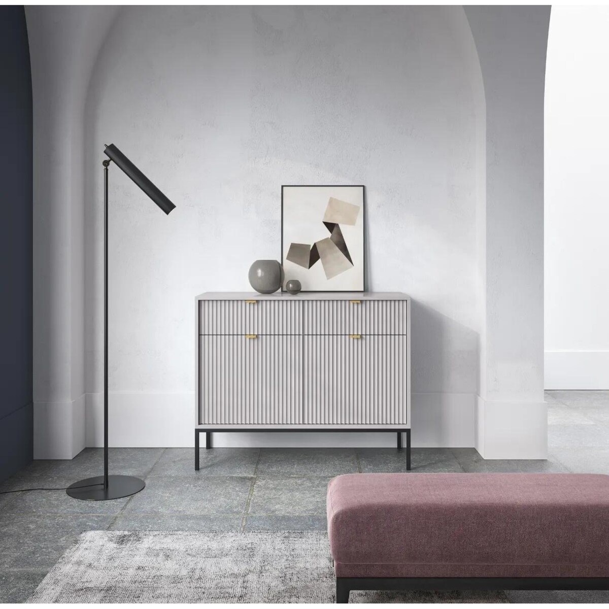 Komoda MILONA 2D2S 104 cm szara mat