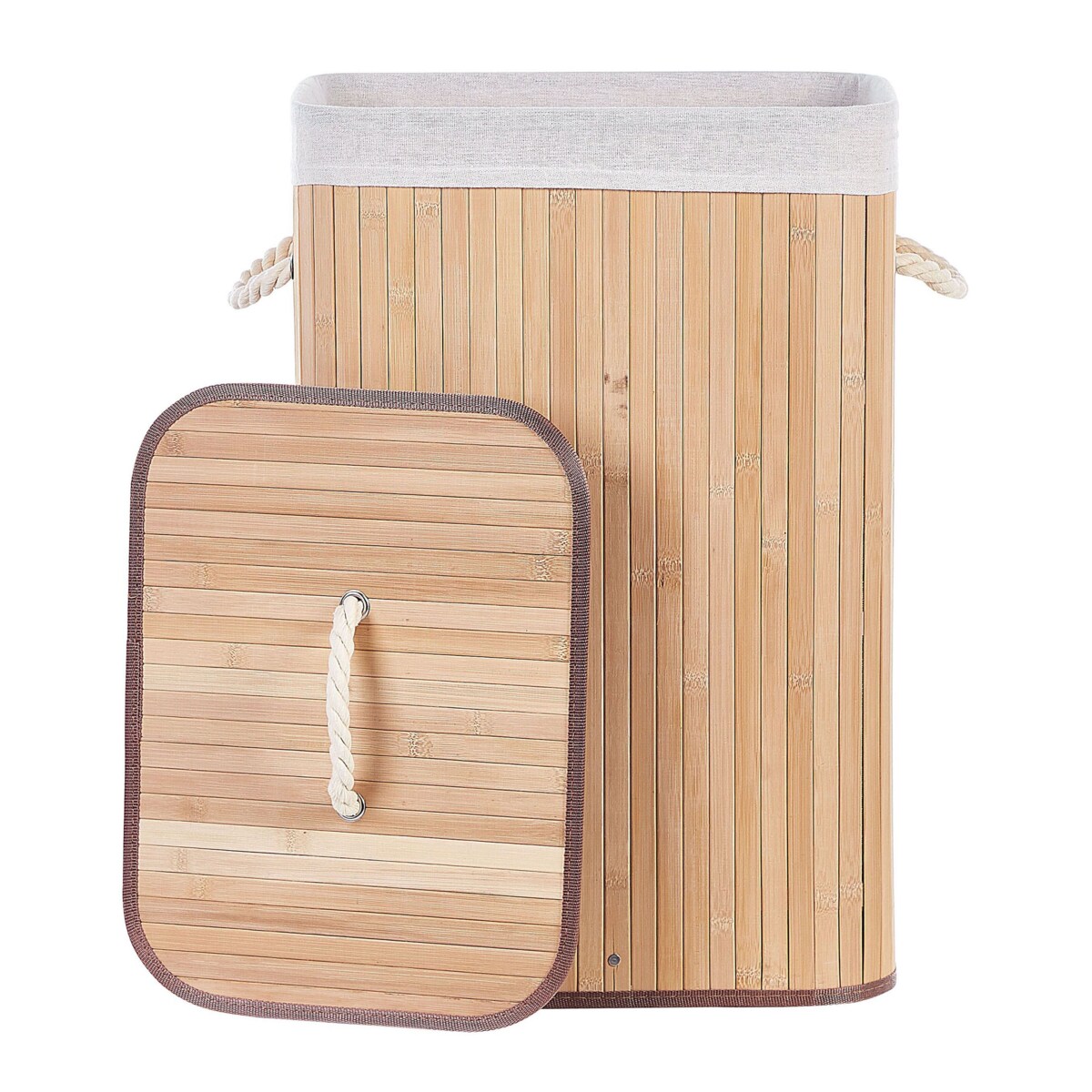 Kosz bambusowy z pokrywą jasne drewno KOMARI